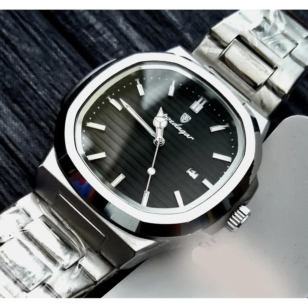 Vintage Poedagar Nautilis Black Guilloché Dial‎ Mens Watch